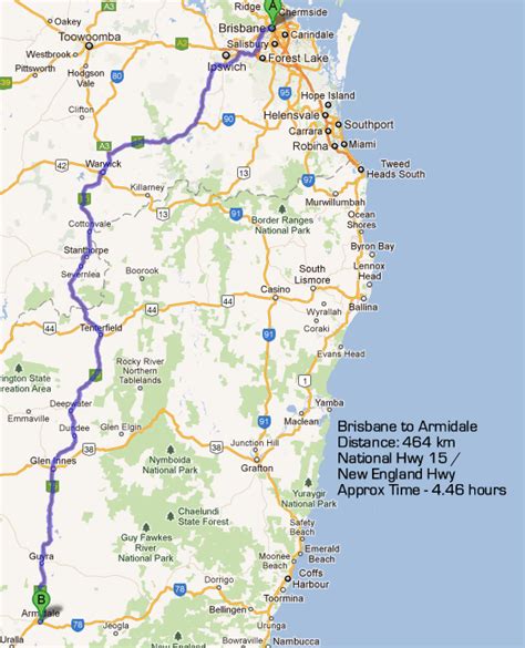 Armidale to Toowoomba via A15